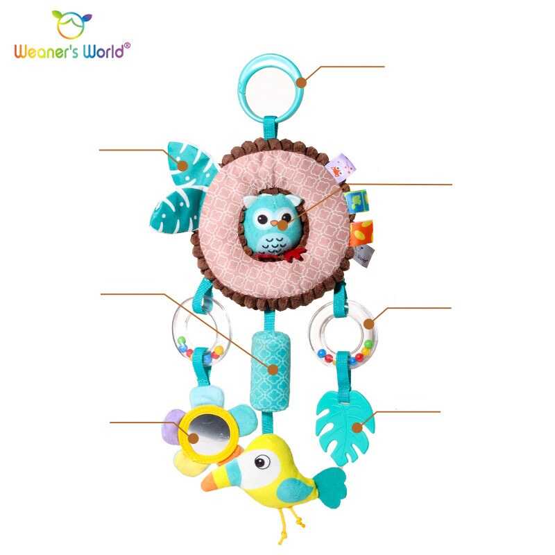 Брязкальце C 75376 (75) "Сова", пискавка, мелодія вітру, шелесткі елементи, дзеркало, кільце для підвішування, в пакеті