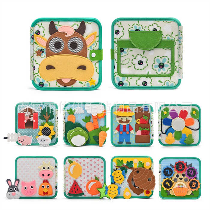 М`яка книжка - бізіборд C 75320 (36) фетр, намистини, прозора кишеня, цифри, елементи на липучках та кнопках, овочі, фрукти, комахи, в пакеті