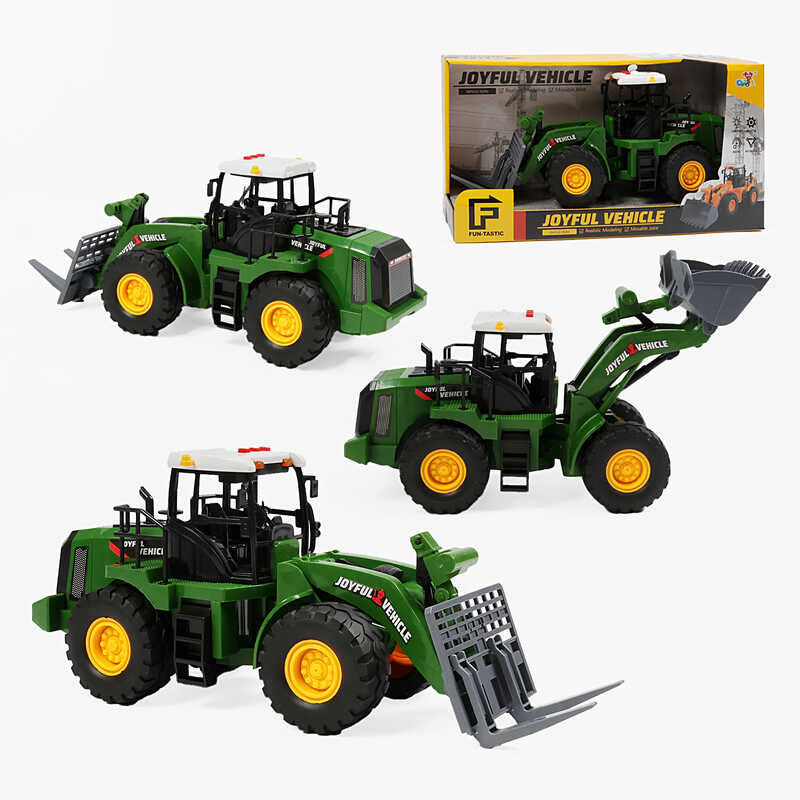 Трактор 666-328 C (24/2) розмір: 35х14х15.5 см, інерція, підсвічування, звук, гумові колеса, рухомий ківш, в коробці