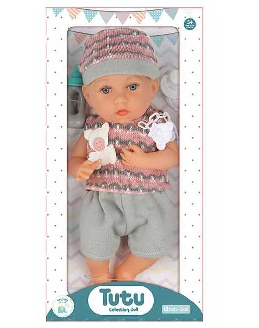 Пупс 6215 (24) гумовий, висота 35 см, пустушка, пляшечка, в коробці