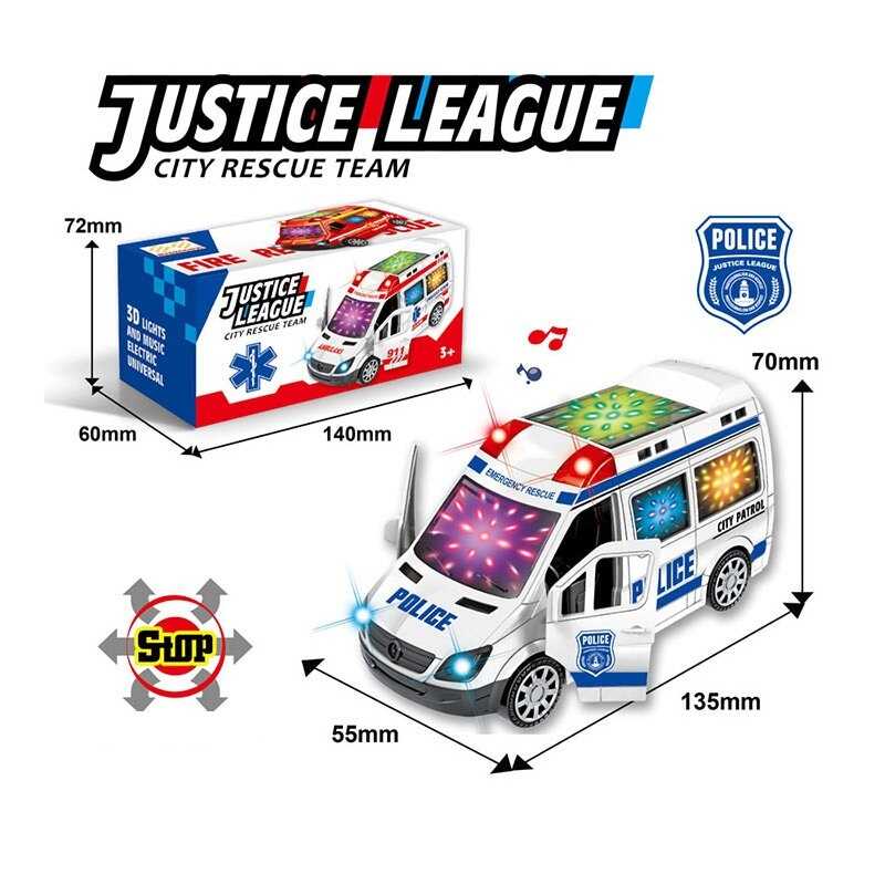 Машинка 89-602 A (180/2) колесо вільного ходу, підсвічування, звуки, відчиняються дверцята, на батарейках, в коробці