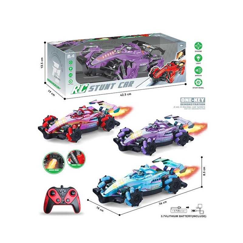 Машинка на радіокеруванні 888-1 A (24) 3 кольори, акум. 3.7 V, пульт 2.4 GHz, звуки, музика, парогенератор, підсвічування, в коробці, МІКС ВИДІВ