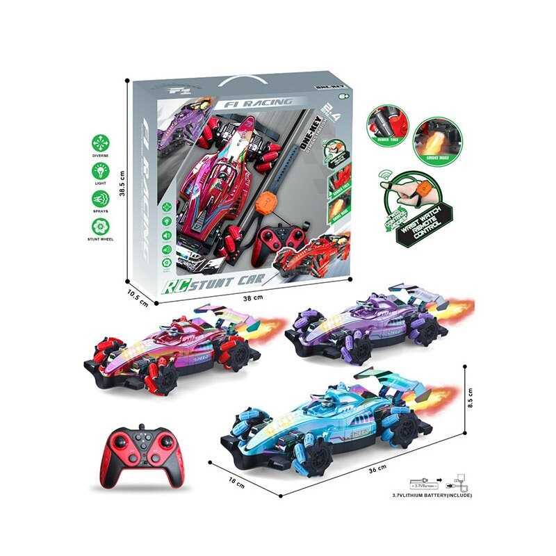 Машинка на радіокеруванні 888-2 A (24) 3 кольори, акумулятор 3.7 V, керування з пульту та браслету, роликові колеса, парогенератор, в коробці, МІКС