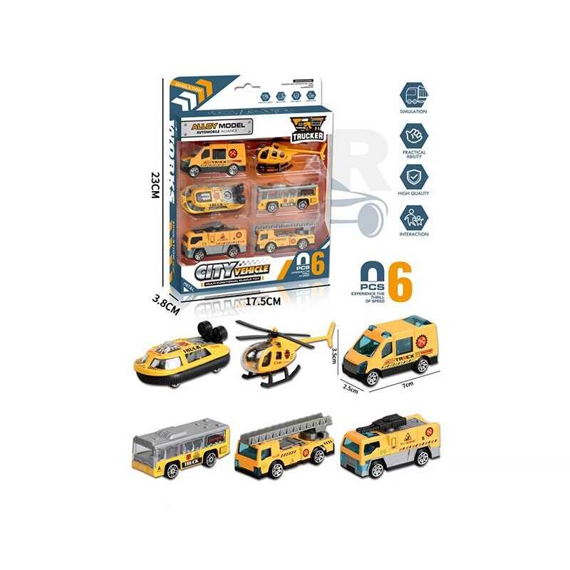 Набір спецтехніки 3618 B5 (72) 6 металопластикових моделей, рухомі елементи конструкцій, в коробці