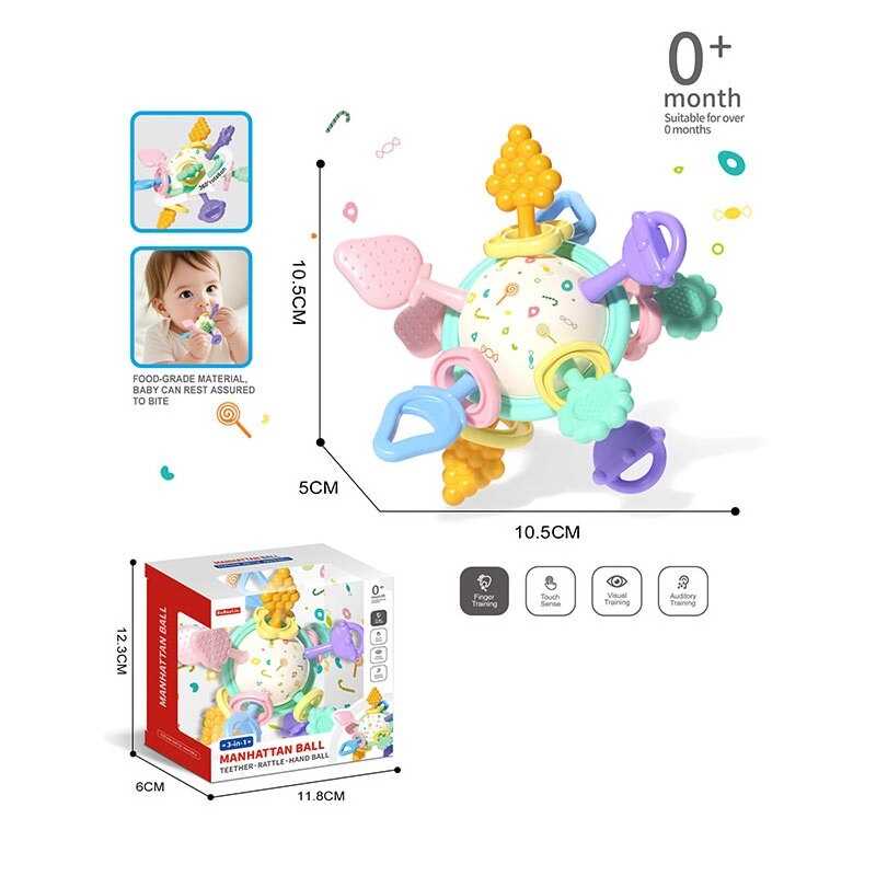 Брязкальце 1127-5 B (256) 10,5х5х10,5, гумові прорізувачі, тріскачка, в коробці