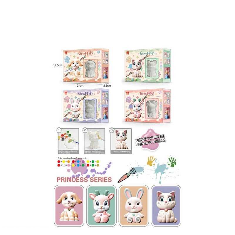 Розмальовка 2232 B (128/2) гіпсова фігурка, палітра, фарби, пензлики, в коробці, ВИДАЄТЬСЯ ТІЛЬКИ МІКС ВИДІВ