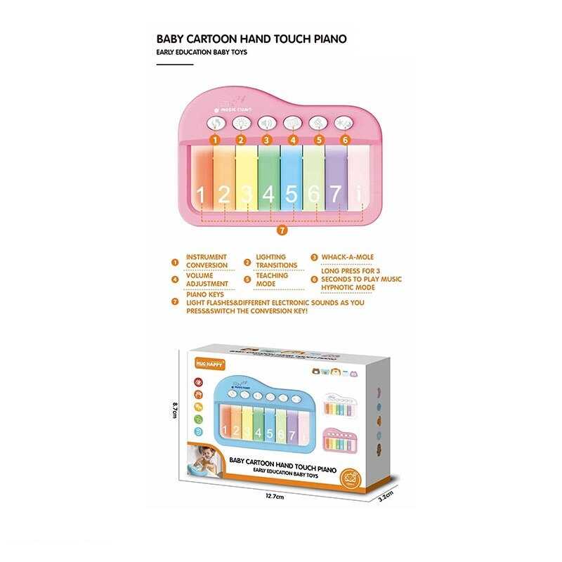 Піаніно YK 7018 B (120) сенсорні клавіші, підсвічування, кілька режимів, музичні інструменти, 8 клавіш, мелодії, гра на швидкість реакції, в коробці