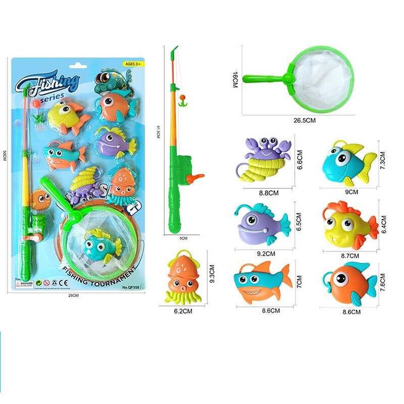 Риболовля QF 558 B (96/2) вудка, сачок, 7 фігурок, на листі