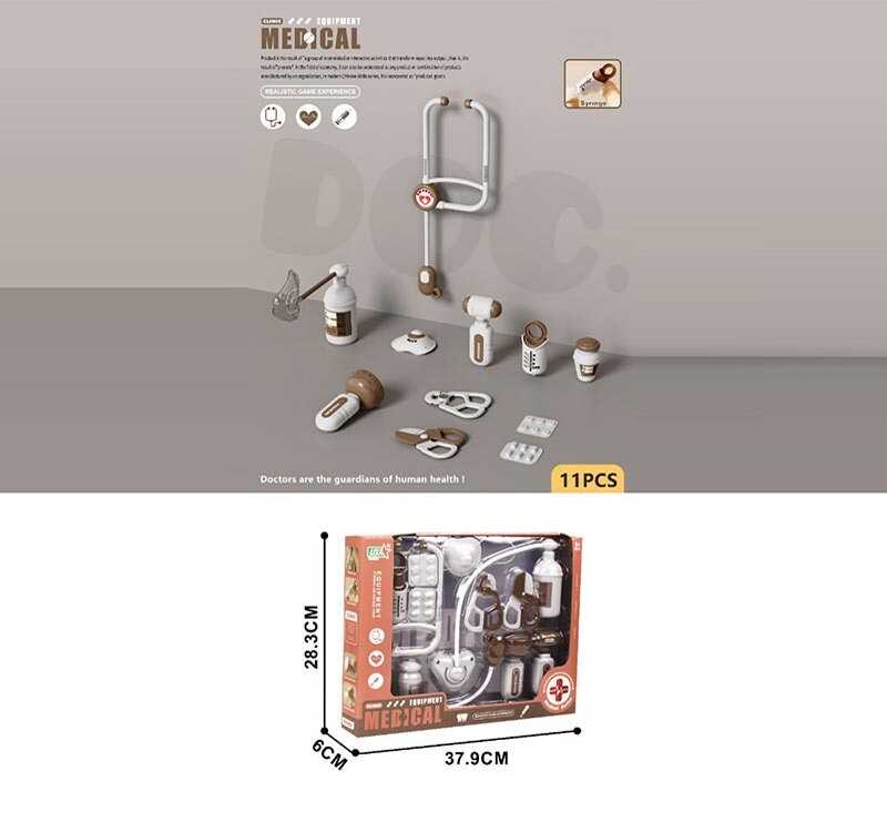 Набір лікаря YJ-Z 1-15 (48) киснева маска, стетоскоп, ножиці, щипці, шприц, ліки, в коробці