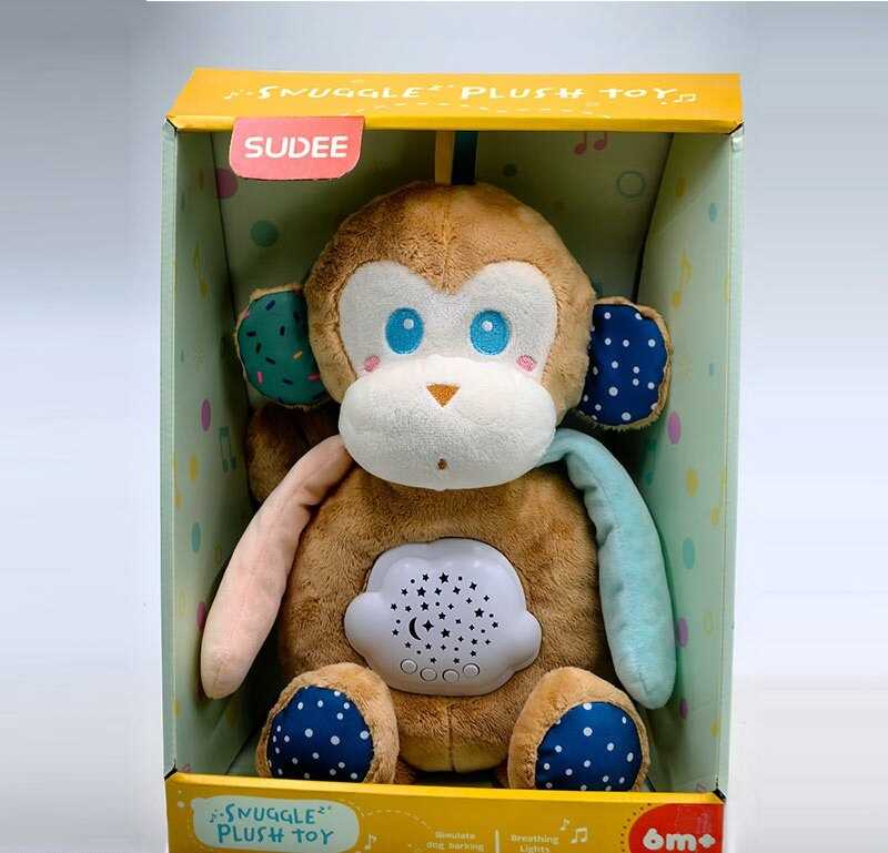 Нічник D 1037 (36/2) "Мавпочка", підсвічування, проєкція зоряного неба, звуки, мелодії, регулювання гучності, в коробці