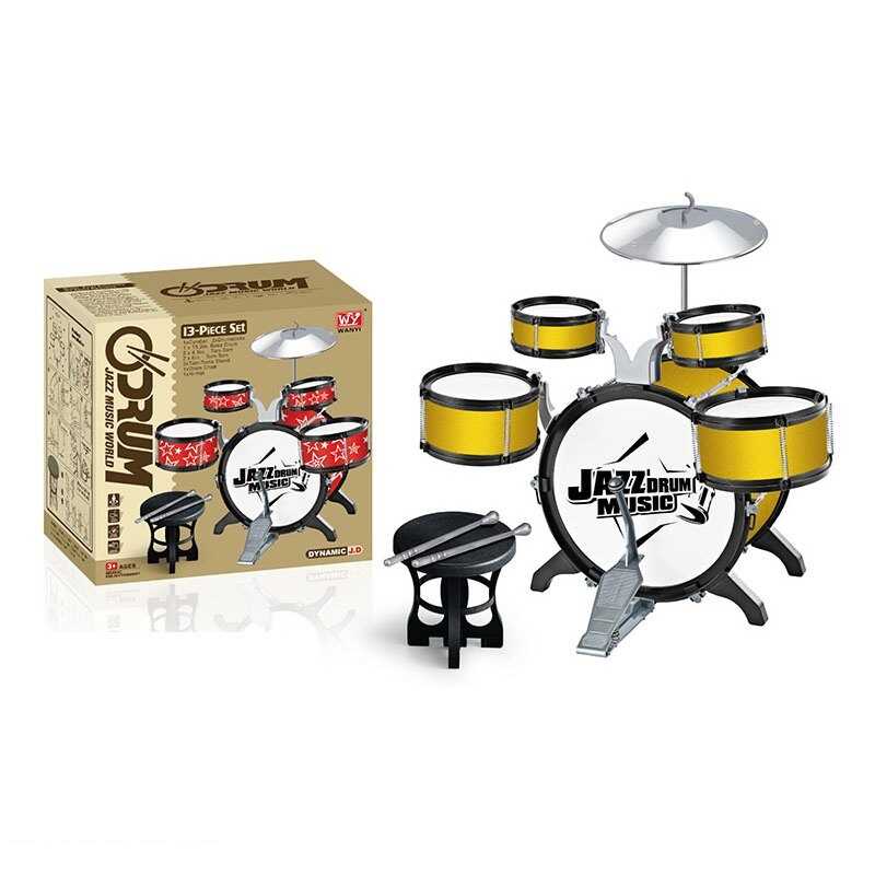 Барабанна установка 5888 (12) 13 елементів, 5 барабанів, діаметри: 28 см, 15 см, 11 см, тарілка, палички, педаль, стільчик, в коробці