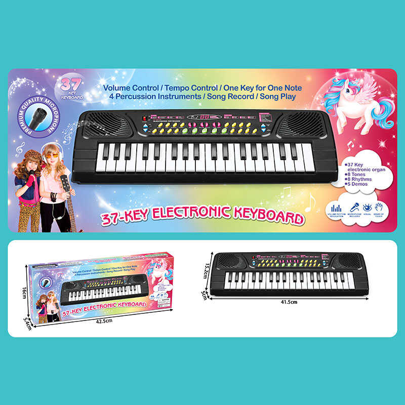 Синтезатор XT 215 A1 (60/2) 37 клавіш, мікрофон, регулювання гучності та темпу, мелодії, барабани, функція запису, від батарейок, в коробці