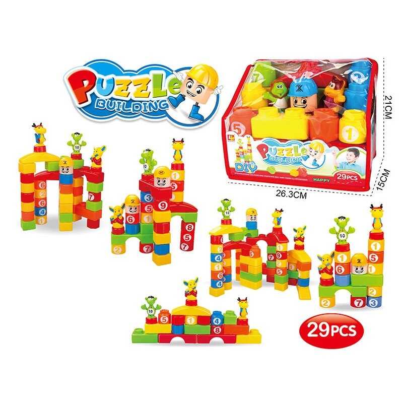 Конструктор 3025 (36/2) 29 елементів, кумедні фігурки, блоки з цифрами, в сумці