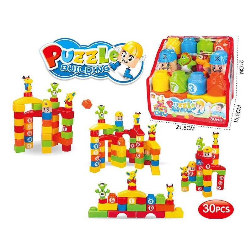 Конструктор 3026 (48/2) 30 елементів, кумедні фігурки, блоки з цифрами, в сумці