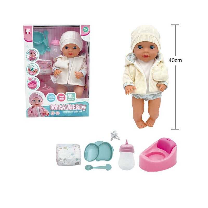 Пупс YL 2540 A-L (12) висота 40 см, заплющує очі, “ходить” на горщик, п’є, горщик, звуки, аксесуари, в коробці