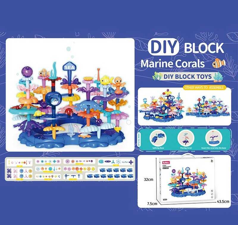 Конструктор 907 B (24) 76 деталей, фігурки морських мешканців, в коробці