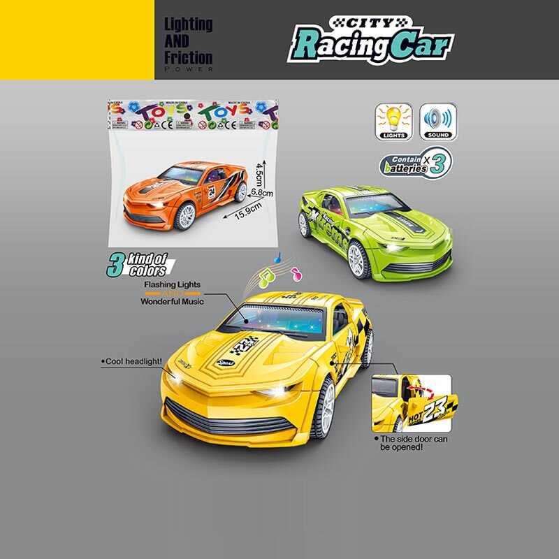 Машинка 7735 (110) 3 кольори, підсвічування, звуки, інерція, відкриваються дверцята, на батарейках, в пакеті, ВИДАЄТЬСЯ ТІЛЬКИ МІКС ВИДІВ