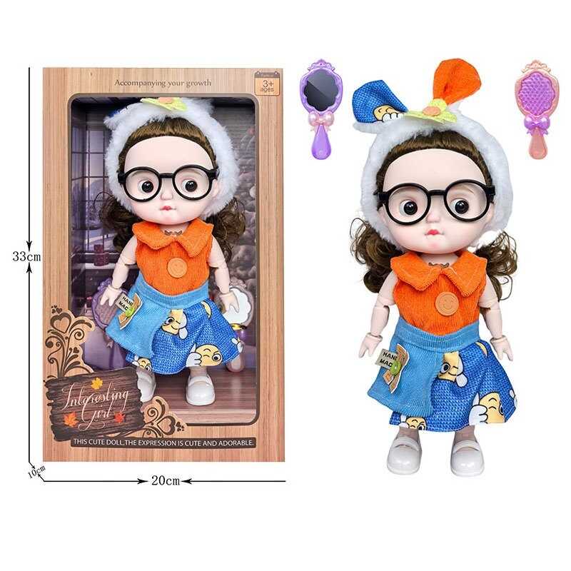 Лялька 3808 B22 (36/2) висота 27 см, пісні англійською, вітається, сміється, підсвічування, шарнірні кінцівки, окуляри, дзеркальце, щітка, в коробці