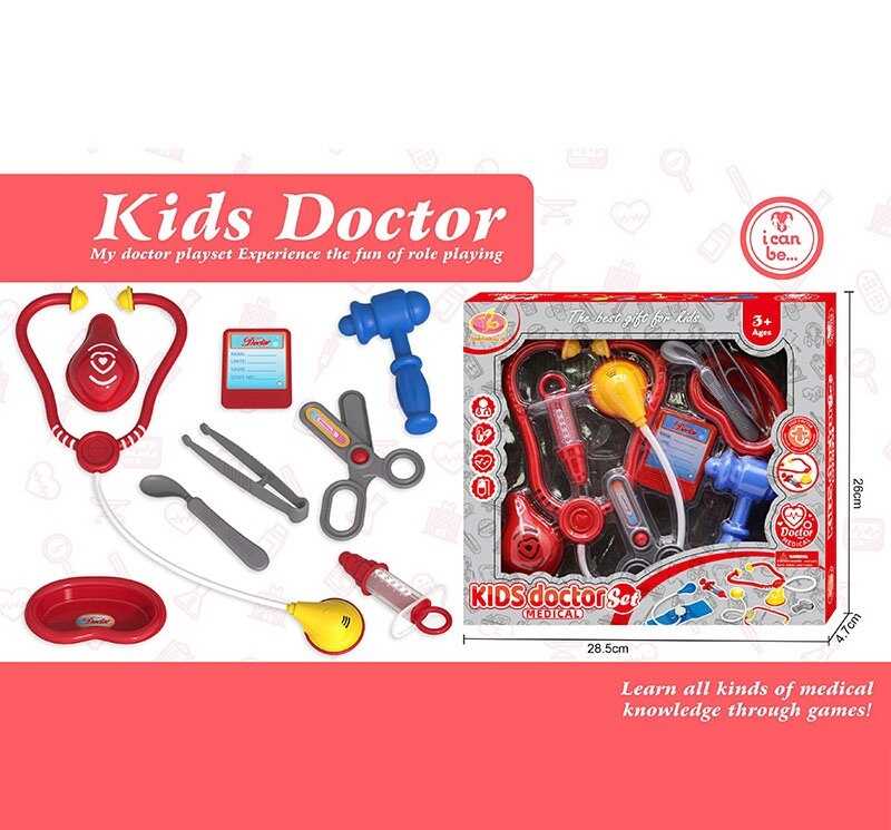 Набір лікаря KJ 1921 A-5 (72/2) стетоскоп, молоточок, шприц, інструменти, посуд, планшетка, в коробці