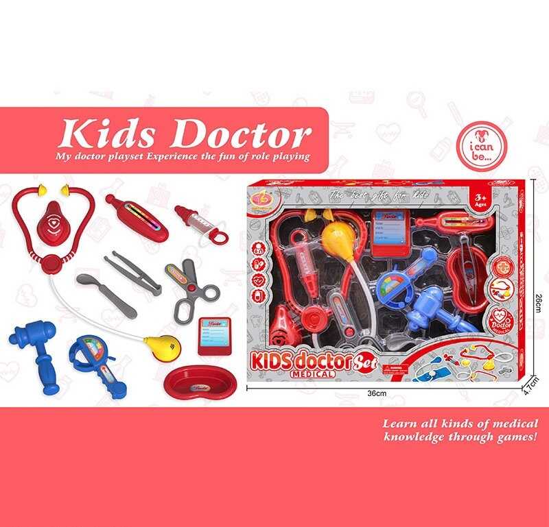 Набір лікаря KJ 1922 A-5 (60/2) стетоскоп, термометр, шприц, інструменти, в коробці