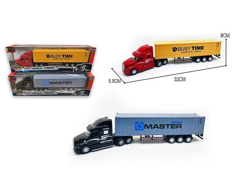 Трейлер 2218-14 A (72/2) 2 види, довжина 35 см, металопластик, світло, звуки транспорту, інерція, гумові шини, контейнер відчиняється, в коробці