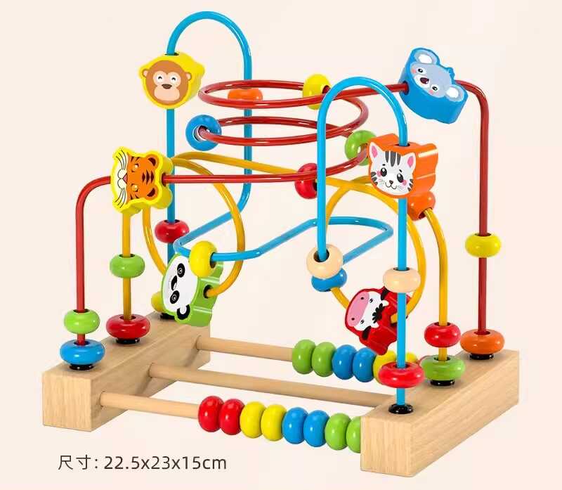 Пальчиковий лабіринт C 75533 (12) дерев’яний, намистинки, рахівниця