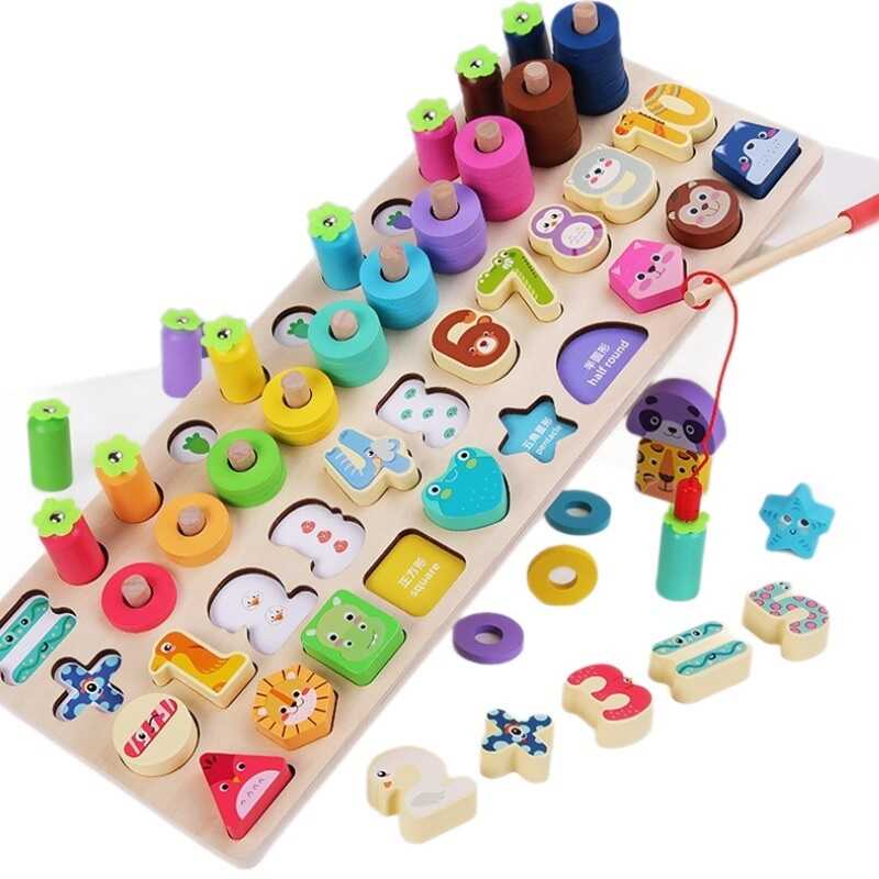 Логічна дерев’яна дошка C 75548 (18) сортер, кілочки, магнітна риболовля, цифри, математичний знаки