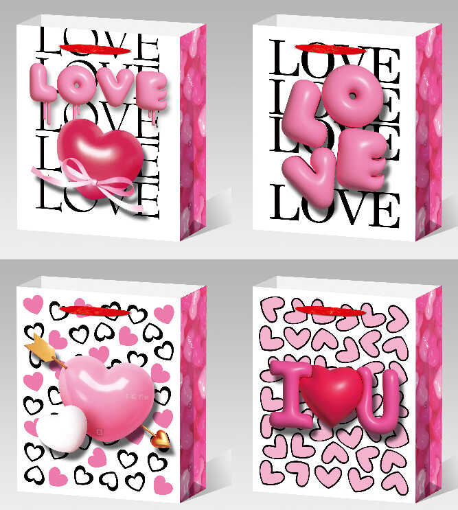 Пакет подарунковий C 75739 (480) 4 види, СЕРЕДНІЙ, ВИДАЄТЬСЯ ТІЛЬКИ МІКС ВИДІВ