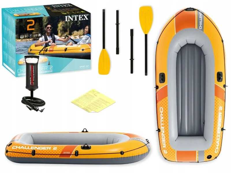 Intex Двомісний надувний човен 66312 NP (2) 236х114х41см, (весла, ручний насос) 3-х камерний