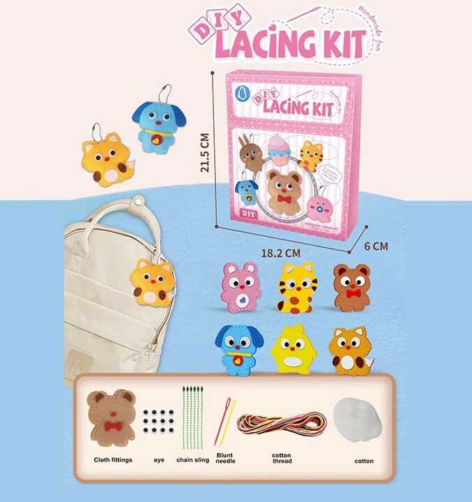 Поший сам L 569 A (96/2) фетрові заготівки, нитки, 2 пластикові голки, наповнювач: вата, очі, ланцюжки, в коробці