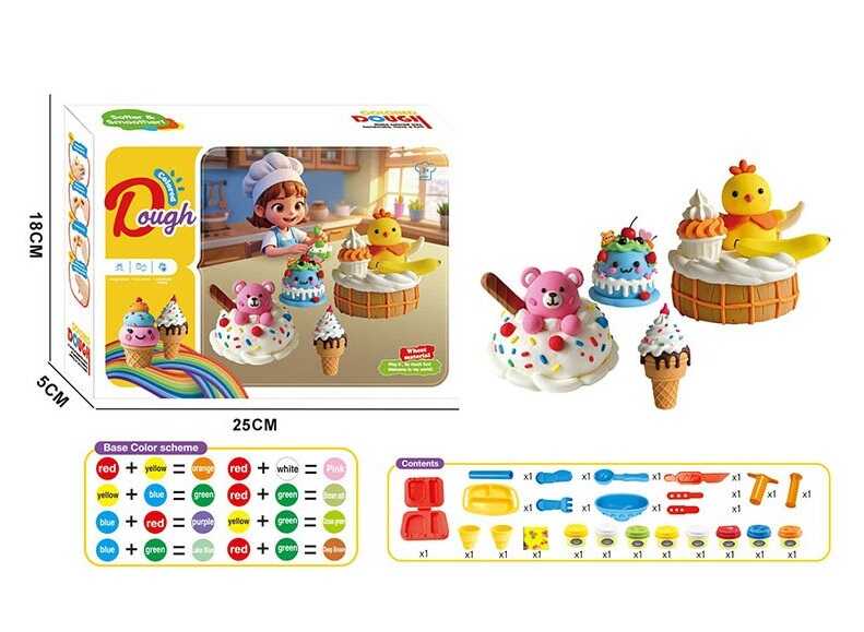 Тісто для ліплення 9016 (72/2) формочки, 8 баночок з тістом, інструменти, виделка, ложечка, тарілочка, в коробці