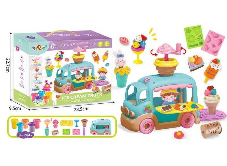 Тісто для ліплення 8856 (24) 5 баночок, формочки, інструменти, фургончик, в коробці