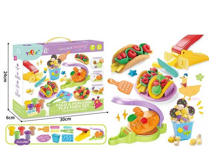 Тісто для ліплення 8857 (36) 5 баночок, формочки, інструменти, тарілочка для тако, в коробці