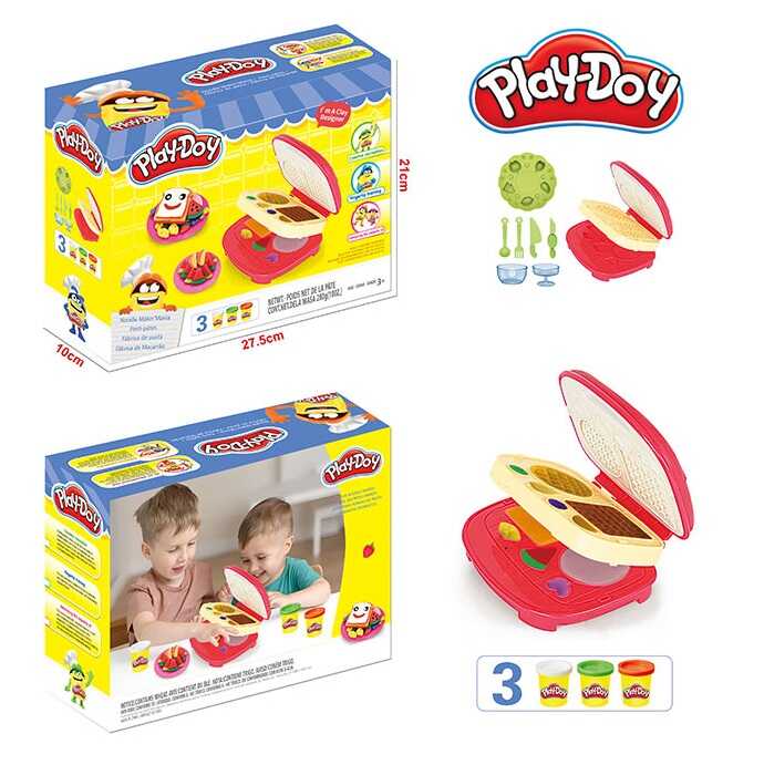 Тісто для ліплення PD 8859 (60/2) 3 кольори, форми, інструменти, іграшковий посуд, в коробці
