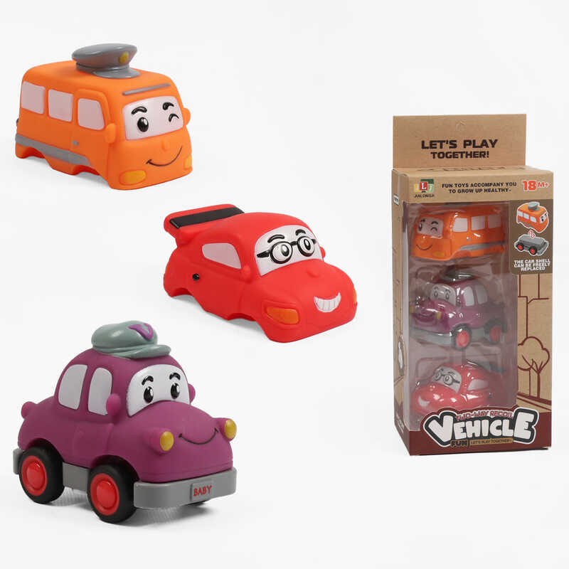 Набір машин 2691 B (48/2) змінні корпуси, платформа на колесах, інерційний механізм, прогумовані колеса, в коробці