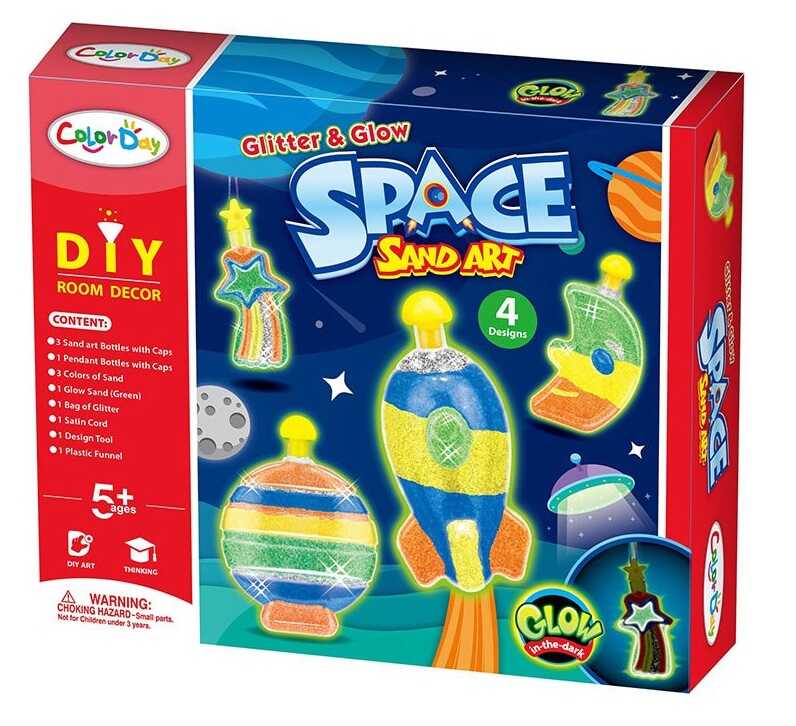 Набір для творчості 8932 (48) 4 кольори, глітер, світиться у темряві, інструменти, 4 пляшечки, в коробці