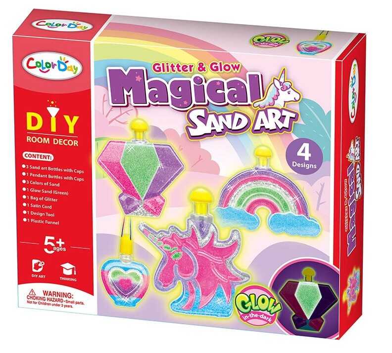 Набір для творчості 8933 (48) 4 кольори, глітер, світиться у темряві, інструменти, 4 пляшечки, в коробці