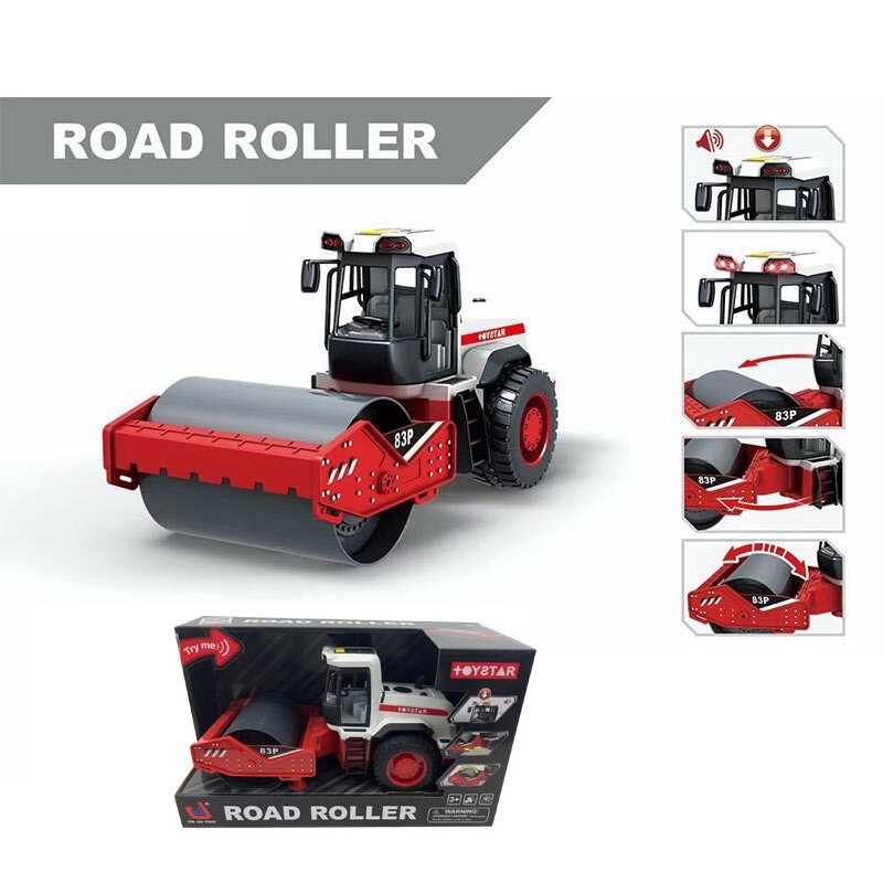 Спецтехніка 666-83 P (18) "Каток”, інерція,  звуки, підсвічування, рухомі елементи, гумові шини, в коробці