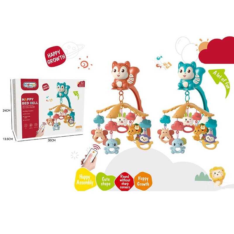 Карусель 668-38 N (24) 2 кольори, на радіокеруванні, проєктор, обертання на 360°, колискові мелодії, музика, таймер, 5 підвісок-брязкалець, пульт, в коробці