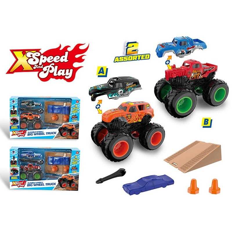 Машинка 661-1014 (96/2) 2 види, металопластик, трансформер, трамплін, викрутка, конуси, в коробці