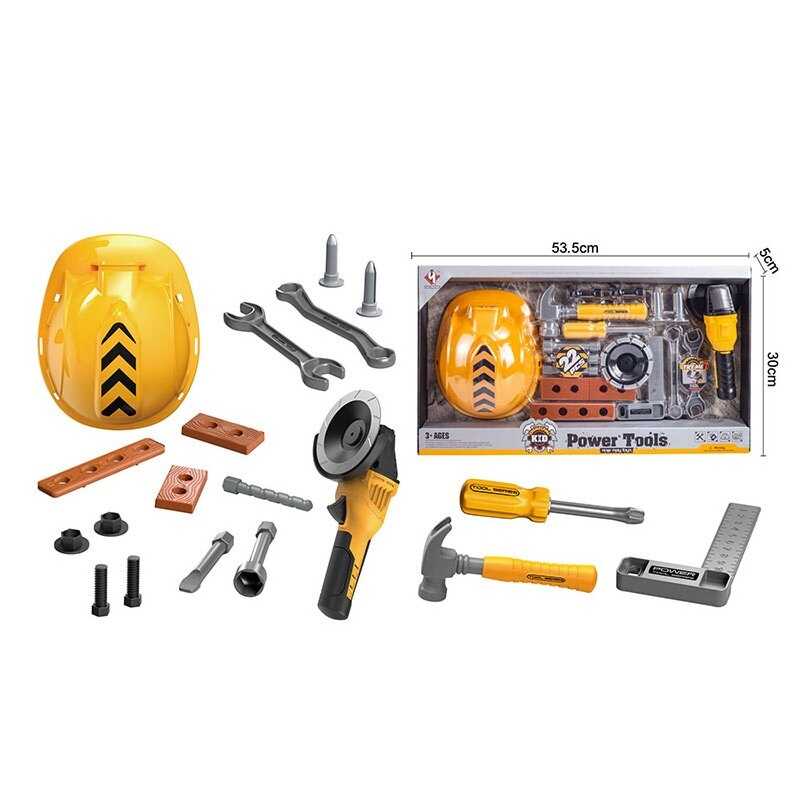 Набір інструментів T 036 A (24) механічна болгарка, молоток, викрутка, каска, в боксі