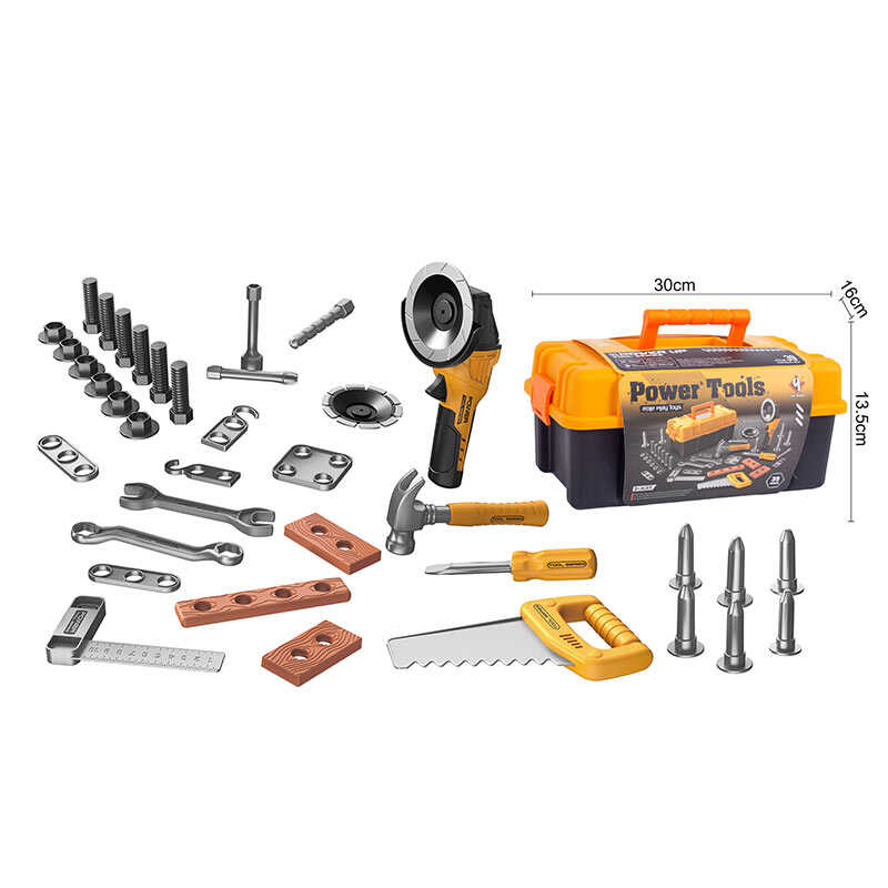 Набір інструментів T 035 (12) 39 елементів, механічна болгарка,  пила, молоток, викрутка, в боксі