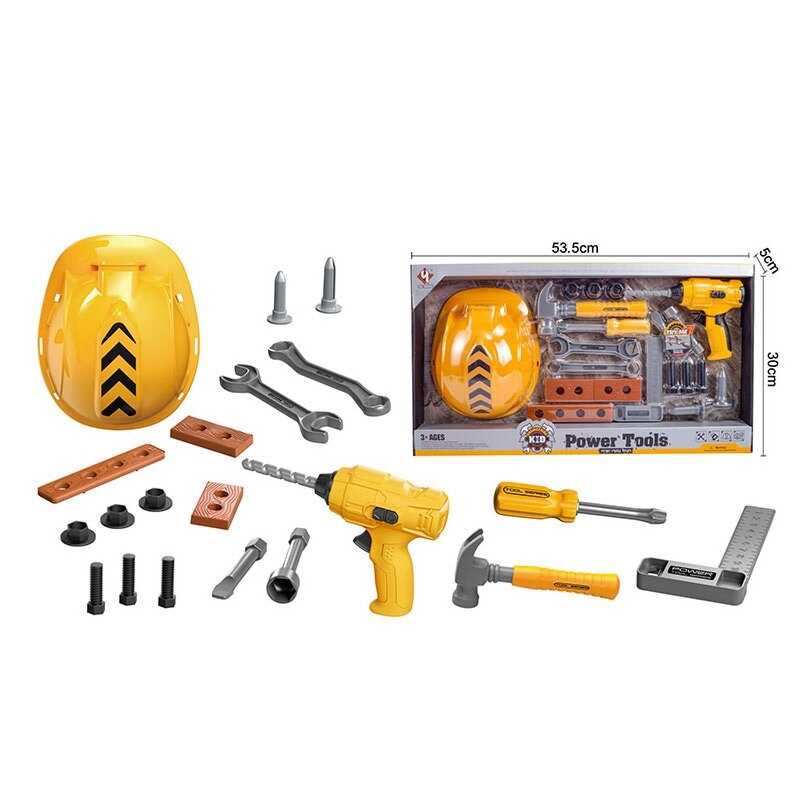 Набір інструментів T 036 B (24) механічний шурупокрут, молоток, викрутка, каска, в боксі