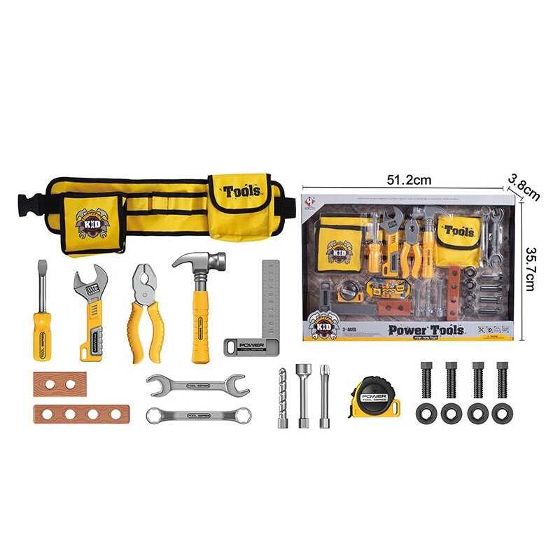Набір інструментів T 053 A (18) пояс-органайзер, молоток, викрутка, плоскогубці, лінійка, рулетка, в коробці