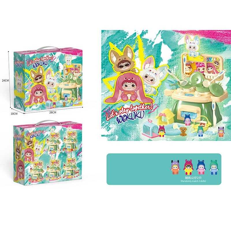 Кухня 228-77 F (48/2) висота 25 см, 2 гумові фігурки, улюбленець, аксесуари: будочка, переноска, посуд: каструля, сковорідка, тарілочки, в коробці