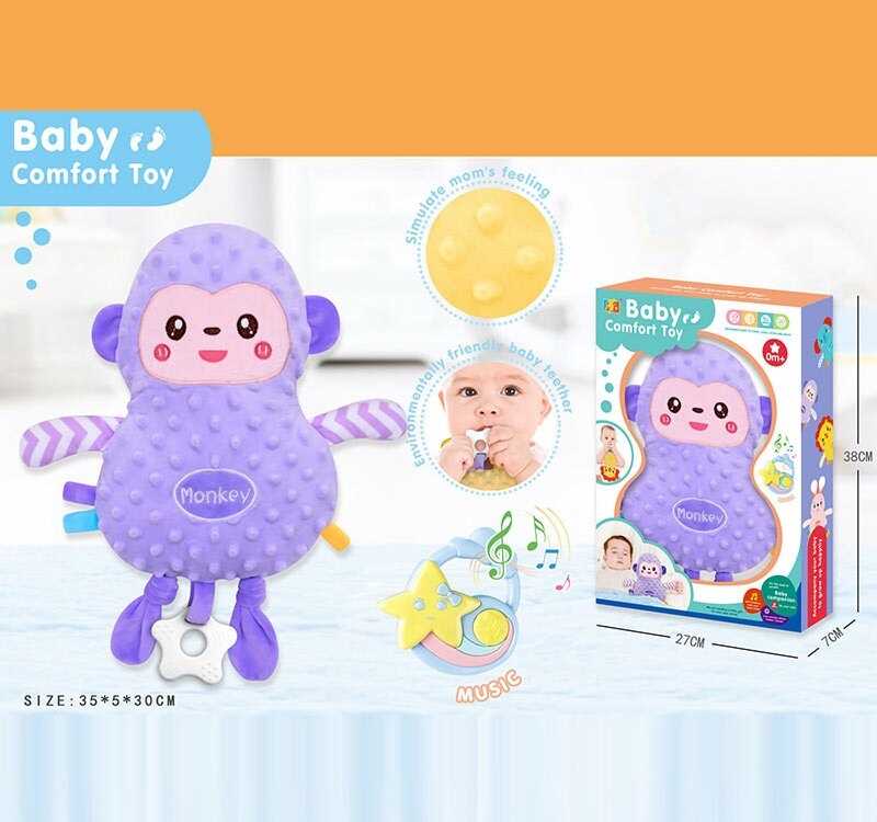 М`яка іграшка-комфортер 413 A (36) музична іграшка, підсвічування, мелодії, шелесткі елементи, гумовий прорізувач, в коробці