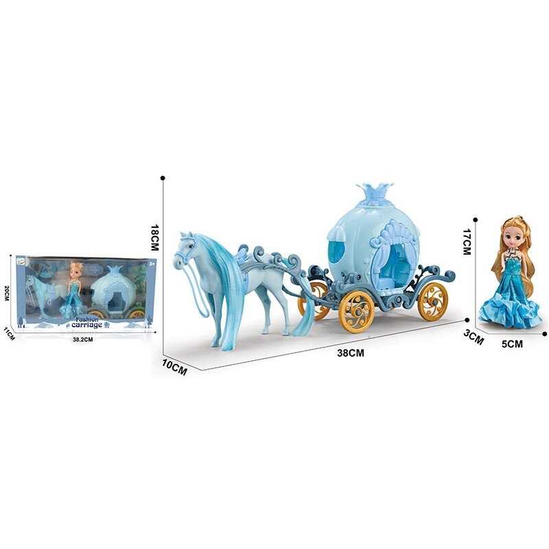 Карета 1923 A (36/2) розмір: 38х10х18 см, висота ляльки: 17 см, знімна сукня, в коробці