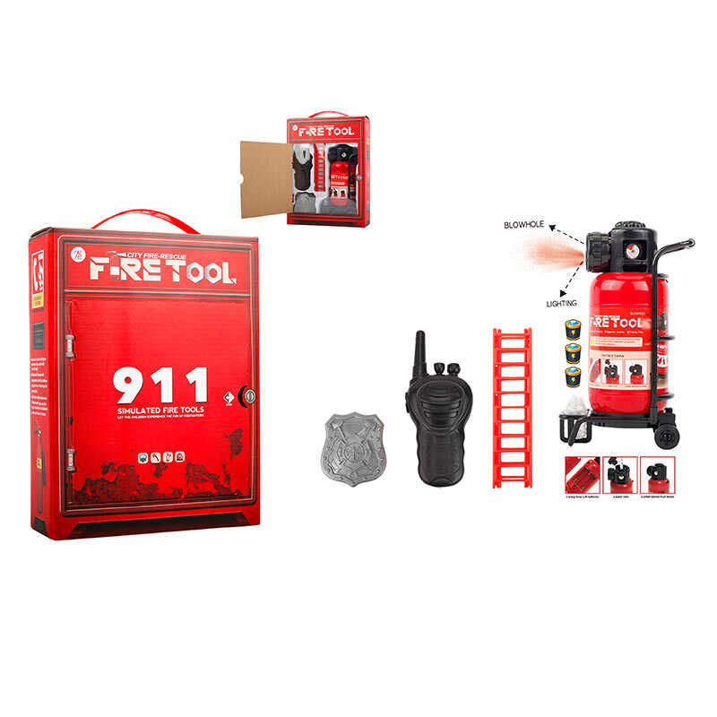 Набір пожежника BB 9017 B (72/2) вогнегасник із світлом, звуком сирени та парогенерацією, жетон, рація, розкладна драбина, в коробці
