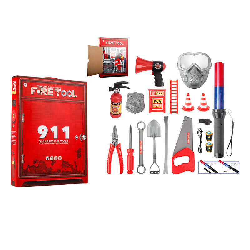Набір пожежника BB 9020 A (24/2) паличка з кількома видами підсвічування, вогнегасник, респіратор, гучномовець, лопата, розкладна драбина, в коробці