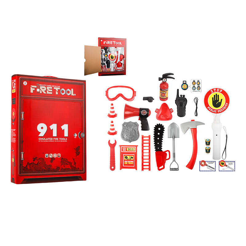 Набір пожежника BB 9020 B (24/2) палиця зі знаком “Стоп” має підсвічування, вогнегасник, захисні окуляри, респіратор, компас, гучномовець, рація, свисток, в коробці